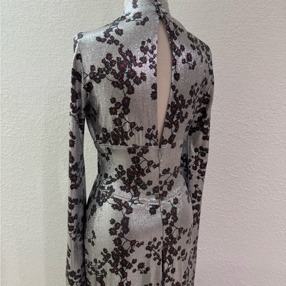 Paco Rabanne Floral Metallic Jerssey Maxi Dress Women's Size 38 US 6 EUC - Picture 9 of 15